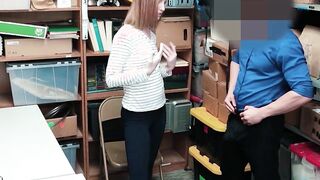 Guard fucking a red teens pierced pussy