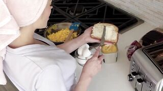 Busty MILF gets anal fuck for breakfast