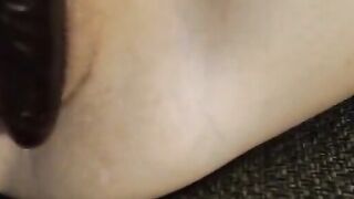 Busty Chick fucks her pussy with a dildo