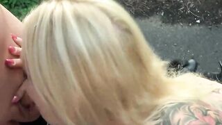 public creampie on the street with german cum bitch