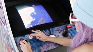 Petite Asian teen arcade pussy fucking