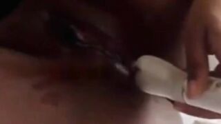 pounding dildo in African butthole