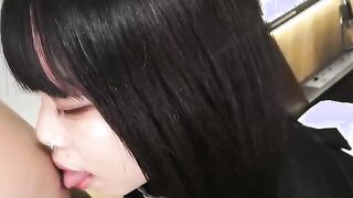Akane Okawa into a MMF three way where she getting two dicks to suck on