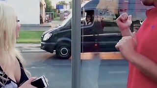 BUMSBUS - GIGANTIC TITTIES BLONDE JESSY KEY HAS SEX IN THE BACKSEAT - LETSDOEIT