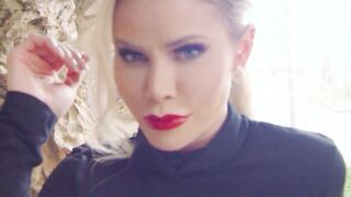 Passionate blondie introducing her boobs