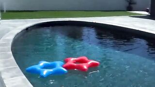 Horny Stepsister Kenna James Masturbates By The Pool While Perv Step Guy