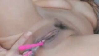 Hot Asian having fun with Lush Vibrators