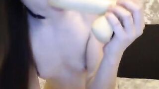 Hot Chick sucks and fucks her dildo on webcam