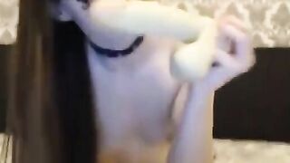 Hot Chick sucks and fucks her dildo on webcam