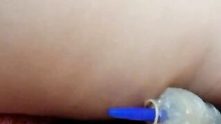 Red Fellatio stepmom getting a dildo in her slit