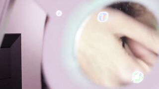 Gigantic-tits goddess studies her unshaved twat with a magnifying glass