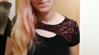 Turned On step-daughter pleasures herself after coming home