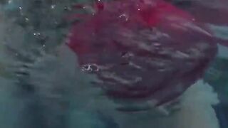 Japanese schoolgirls gives swim coach underwater blowjob