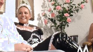 Turned On milfs sharing penis inside three-way