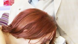 Red teen relaxing on BBC stepdaddys cock