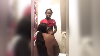 Bathroom sloppy Oral Sex from stepsister home vagina with mouth while she was