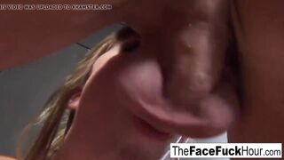 19 Year Older bimbo chokes on his cock until he cums