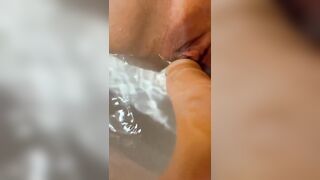 MILF cums hard ride sex dildo into the hot tub-hot tub