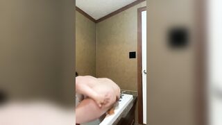 MILF cums hard ride sex dildo into the hot tub-hot tub