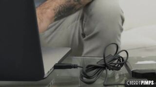 Long Tit Blonde Makes Her Wimpy Husband To Watch Her Nailed!