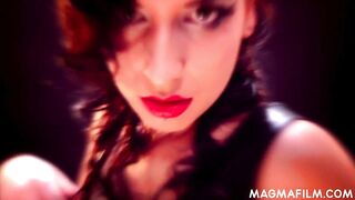 Dark Hair minx Amel Annoga jumping anally a giant wang