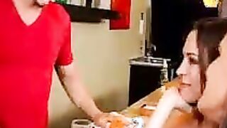 Caucasian Lily Love fucking in the bar with her bubble ass