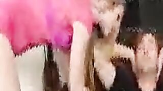 Avril Hall fucking into the living room with her innie twat