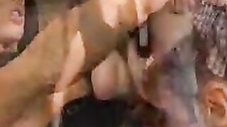 Dark Hair Kortney Kane fucking inside the couch with her breasts
