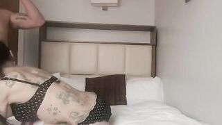 Long Tit Tattooed Brit inside Kneesocks and Glasses