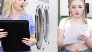 Threesome with laundromat milf owner and her daughter