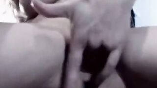 Blonde Babe fucks and sucks her dildo
