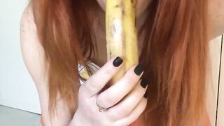 DOEGIRLS - Red Fox Plays With Banana Inside Goddess Homemade