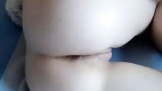 Teen fingering pussy and ass with toy
