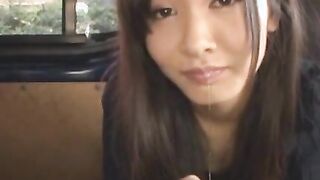 Japanese beauty enjoys getting cum in mouth