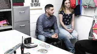 Mall cop fucking and dominating Beauty lover in front of cuckold BF