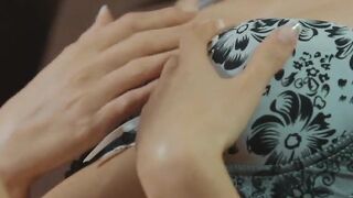 Bae dark haired fucks her tight Bae vagina with a wine