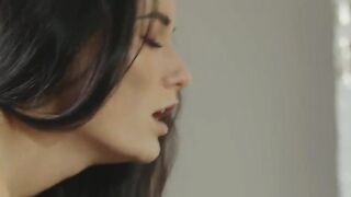 Bae dark haired fucks her tight Bae vagina with a wine