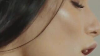 Bae dark haired fucks her tight Bae vagina with a wine