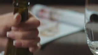 Bae dark haired fucks her tight Bae vagina with a wine