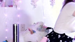 Cute Blonde Sucks and Fucks Huge Dildo