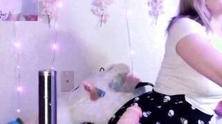 Cute Blonde Sucks and Fucks Huge Dildo