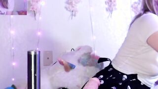 Cute Blonde Sucks and Fucks Huge Dildo