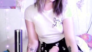 Cute Blonde Sucks and Fucks Huge Dildo