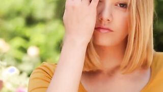 Cute blonde barely legal wants you to watch her masturbate in the garden