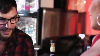 Gigantic cocked bartender fucks a babe african women