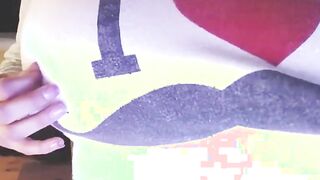 Monica Mendez Applying Lotion to her Gigantic Rounded Tits in Front of