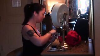 Juicy Beauty with gigantic jugs takes my cock