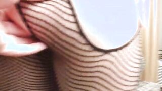 Babysitter inside fishnets getting a hard cock