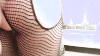 Babysitter inside fishnets getting a hard cock