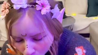 Cute Elf girl Sucking Big Cock